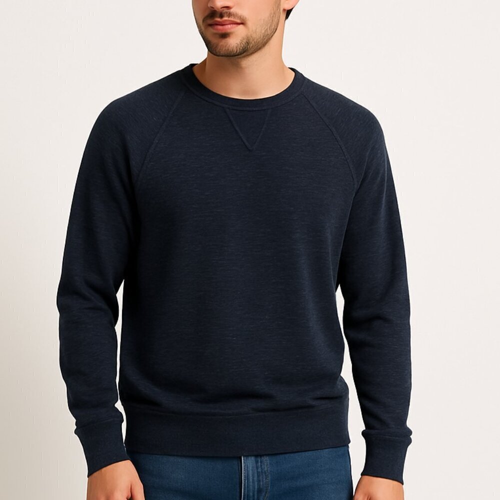 Velvet by Graham & Spencer mens lightweight heathered raglan crew L navy